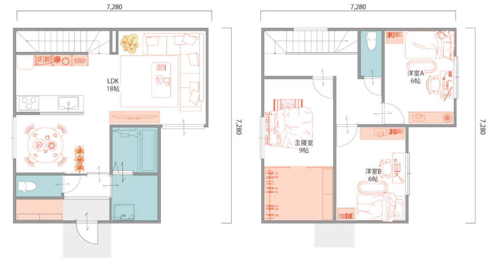28坪｜3LDK メリハリのある18帖LDKで快適な家