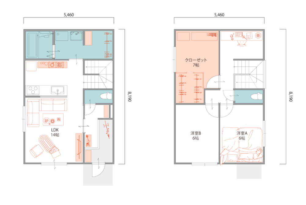 27坪｜3LDK　大型収納と効率的な水回り動線のある家