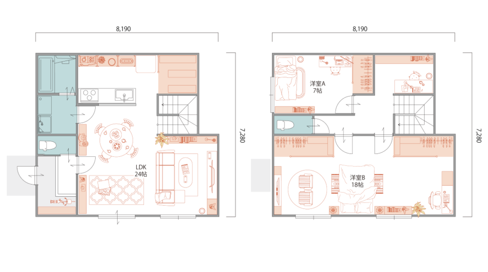 34坪｜2LDK　セカンドリビングで寛ぎ将来は3LDKへ