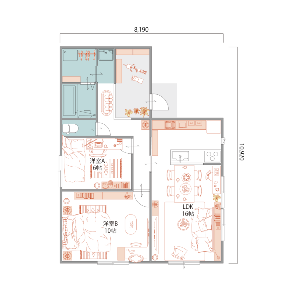 23坪｜2LDK平屋　広い土間で趣味も家事も楽しむ家